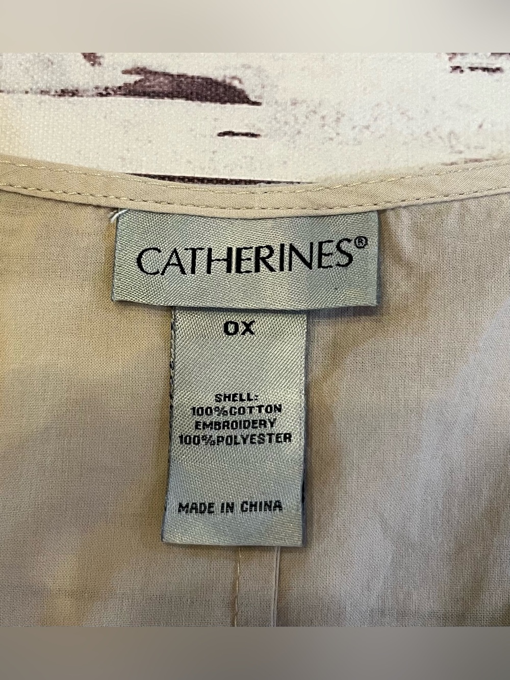 Catherines Light Cotton Blouse 14W/16W Khaki Pleating Buttons Embroidery Detail - Picture 10 of 15